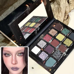 YICKYUE - Purple Chameleon 15 Color Eyeshadow Palette Shimmer Glitter Matte Metallic Halloween Makeup Look Eye Shadow Palette