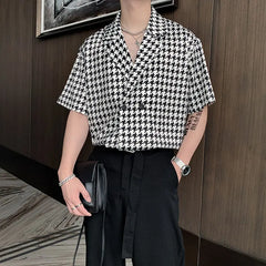 HEARUJOY - Summer Short-sleeved Shirts Men Fashion Retro Plaid Shirts Men Streetwear Korean Loose Casual Shirts Mens Dress Shirts M-XL