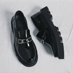 Hearujoy New Men Patent Leather Oxfords Slip On Thick Tottom For Male Derby Shoes Casual Original Loafers Mens Fashion Formal Dress Shoes