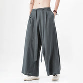 HEARUJOY - Chinese Style Harajuku Linen Cotton Linen Pants Man Japanese Kimono Pants Male Streetwear Summer Retro Wide-Leg Trousers