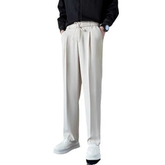 HEARUJOY - Korean Men Casual Suit Pants Elastic Waist Straight Wide leg Trousers Spring Autumn Fashion Youth Pant Streetwear High Quality