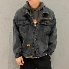 HEARUJOY - Black Padding with Embroidery Jeans Coat for Men Warm Wool Sheep Denim Jackets Man Padded Blue Washed Worn One Piece G Casual
