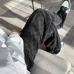 Hearujoy Men's Plaid Straight Oversize Men Casual Pants Fashion Brand Hip Hop Trousers For Female Harajuku Korean Clothing Pants