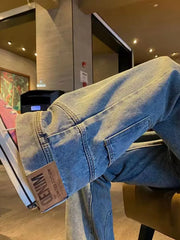 HEARUJOY - Backwards Wear Mens High Street Vibe Jeans Clean Fit Loose Straight Denim Pants Spring Summer Design Sense Trousers Unisex