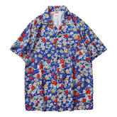 HEARUJOY - Mens Short Sleeve Fashion Button Up Shirt Rose Print Casual Button Up Shirt Slim Summer Solid Color Short Sleeve Linen Shirt