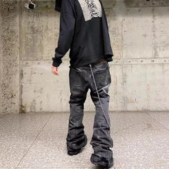 Hearujoy Harajuku Washed Vintage Straight Wide Leg Denim Pants Men and Women High Street Baggy Casual Flare Jeans Pants Y2K Oversized
