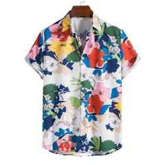 HEARUJOY - Fashion Wrinkle-Free Men'S Vintage Shirt Men Spring And Summer Casual Lapel Single Breasted Print Vacation Shirts For Man 셔츠