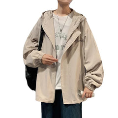 HEARUJOY - Men's Oversized Jackets Cotton With Hat Man Letter Print Coat Casual Wear Autumn 5XL Safari Style Jacket For Men Outerwear