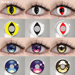 YICKYUE - 2PCS Anime Eyes Cat's Eye Cosplay Halloween Color Contact Lenses for Eyes Red Contact Lenses Yellow Pupils Fast Shipping