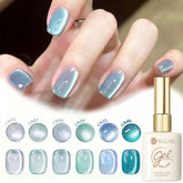 YICKYUE - 15ml Blue Green Cat Magnetic Gel Nail Polish Glass Beads Varnish Soak Off Semi Permanent UV Gel For Nail Salon