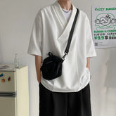HEARUJOY - Summer White Pullover Shirt Men Fashion Oversized Casual Shirt Men Korean Loose Short Sleeve Shirts Mens Black Dress Shirt M-2XL