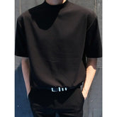 Hearujoy Korean Fashion New Summer Half-high Collar Short Sleeve T-shirt Men Loose Solid Color Casual Large Size Bottoming T Shirt