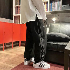 Hearujoy Pants Men Couple Unisex Hip Hop Summer Ins Thin Joggers All-Match Korean Style High Street Casual Side Stripe Mujer Pantalones