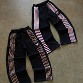 Hearujoy Y2k High Street Goth Harajuku Striped Embroidered straight-leg Pants Women pants Vintage street knit couple loose slacks