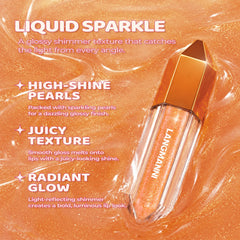 YICKYUE - Diamond Water Glazed Mirror Lip Gloss Makeup Nude Jelly Moisturizing Lip Glaze Lasting Metallic Black Liquid Lipstick Cosmetics