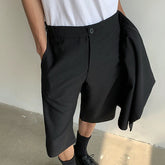 Hearujoy Dark Style Suit Shorts Men's Summer Loose Patchwork Straight Wide Leg Short Pants Trendy Menwear Solid Color 9C5519