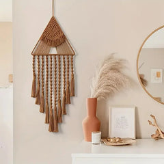 YICKYUE - Minimalist Modern Style Hand Knitting Pendant Tassel Cotton Pendant Creativity Home Decoration Bedroom Door Decorative Brown