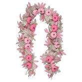 YICKYUE - Fall Garland for Mantle 5.7ft Pink Pumpkin Garland Halloween Decorations Decorative Thanksgiving Wreath for Window Fireplace