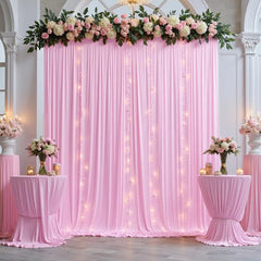 YICKYUE - 5X10FT Pink Backdrop Curtains for Parties, Wrinkle Free Baby Photography Backdrop Drapes for Wedding Grils Birthday Shower
