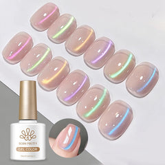YICKYUE - 10ml Aurora Water Light Cat Magnetic Gel Polish Colored Crystal Varnish Soak Off UV LED Long-Lasting Manicure