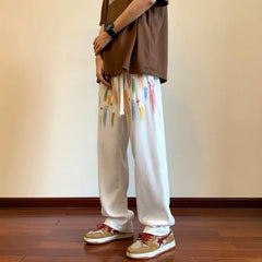 HEARUJOY - Men's Sweatpants Trousers Draped Clearance Sale Autumn Winter Elegant Retro Korean Y2k Cool Graphic Male Sports Pants Printing