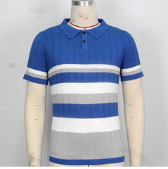 HEARUJOY - Summer Men's Knitted Polo Shirt Ice Refreshing Silk Fabric Short Sleeve Lapel Top Fashion Luxury Business Casual Knit Tshirts