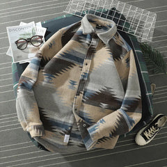 Hearujoy Harajuku Shirts Coat Men's Cardigan Male Vintage Long Sleeve Button Up Shirt Print Japanese Streetwear Gypsy Clothing