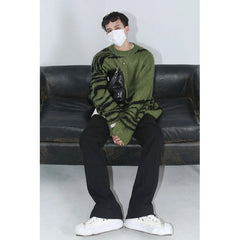 HEARUJOY - Autumn Winter New Fashion Round Neck Long Sleeve Color Blocking Pullovers Men's Clothing Korean Loose All-match Knitting Tops