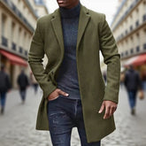 HEARUJOY - Daily Casual Long Sleeve Woolen Jackets Mens Autumn Winter Vintage Button-up Turn-down Collar Long Cardigans For Men Outerwear