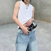 Hearujoy Mens Sexy Fitness Casual Vest 2024 New Streetwear Simple Breathable Sports Solid Color Comfortable Versatile Tank Top For Men