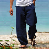 HEARUJOY - Fashion Classic Slim Drawstring Elastic Waist Pants Men'S Cotton Linen Harem Pants Casual Drawstring Men Clothing Hombre