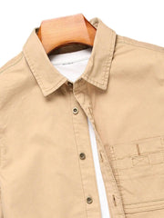 YICKYUE - Men's summer khaki denim short - sleeved shirt. Suitable for various occasions such as daily leisure and outdoor activities.
