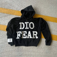 Hearujoy Harajuku American Vintage Alphabet Embroidery zipper hoodie Hip Hop fashion Street Y2K Men casual black oversized sweatshirt