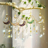 YICKYUE - 1pc Amethyst Moon Crystal Prism Daylight Catcher - Half-moon-shaped Window Pendant - Rainbow Daylight Catcher, for Home and Gard