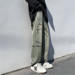 HEARUJOY - Autumn Men'S Jeans Korean Version Loose Straight Leg Pants Street Style Wide Leg Pants Black Pants Casual Denim Jeans