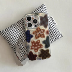 YICKYUE - Korean Winter Cute Brown Checkered Patten Phone Case For iPhone 17AIR 16 15 14 13 12 11 Pro MAX MINI XR XSMAX 7 8 Plus Y2K Cover