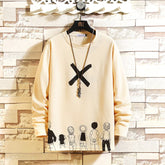 HEARUJOY - Autumn Spring Black White Tshirt Top Tees Classic Style Brand Fashion Clothes OverSize M-5XL O NECK Long Sleeve T Shirt Men'S