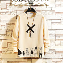 HEARUJOY - Autumn Spring Black White Tshirt Top Tees Classic Style Brand Fashion Clothes OverSize M-5XL O NECK Long Sleeve T Shirt Men'S