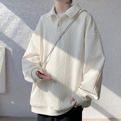 HEARUJOY - Spring Lapel Hoodie Men Fashion Casual Pullover Sweatshirt Men Streetwear Korean Loose Casual Hoodie Men Oversized Hoody M-3XL