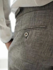 HEARUJOY - Vintage Naples Linen Pants Men British Style High Waist Slim Fit Trousers Spring Summer Fashion Casual Ankle-Length Suit Pants