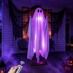 YICKYUE - Halloween Hanging Ghost Decorations Spooky Garden Hanging Ornaments Hanging Ghost Swing with Remote Control Led for Outdoor