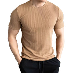 HEARUJOY - Casual Daily Wear Outdoor Activities Slim Casual Tops Short Sleeve Tee Men Casual T-shirt New Condition Solid Pattern