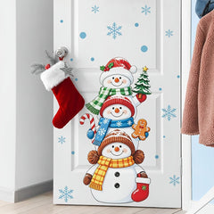YICKYUE - 2D Flat Christmas Snowman Snowflake Wall Decals Peel and Stick Waterproof Removable Self-Adhesive Stickers for Home Bathroom