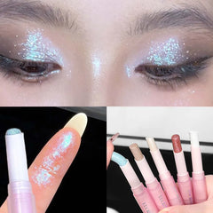 YICKYUE - Sparkling Waterproof Eyeshadow Highlighter Pen Blue Diamond Jelly Eyeshadow Stick Glitter Pink Purple Eye Shadow Brighten Makeup