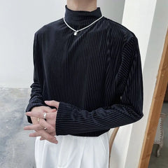 HEARUJOY - Half High Collar Male Pullover Tops Streetwear Tee Designer Quality Xl Sweatshirt Aesthetic Emo Normal Xxl Men's T-shirts White