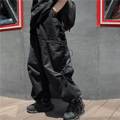 Hearujoy Techwear Cargo Pants for Men Black Trousers Male Jogging Korean Casual Japanese Streetwear Hip Hop Safari Style Pocket