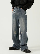 Hearujoy Oversize Graphic Jeans Y2k Men Ripped Jeans Pants With Print Blue Denim Trousers Male Punk Japanese Streetwear Hip Hop