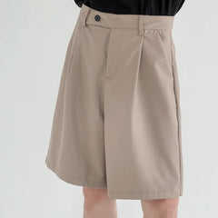 HEARUJOY - Summer Black Suit Shorts Men Fashion Social Mens Dress Shorts Korean Loose Straight Casual Shorts Mens Office Formal Shorts
