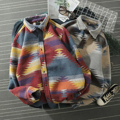 Hearujoy Harajuku Shirts Coat Men's Cardigan Male Vintage Long Sleeve Button Up Shirt Print Japanese Streetwear Gypsy Clothing