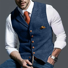 HEARUJOY - Men Suit Vests Slim Fit 2024 Spring Autumn Male Sleeveless Formal Business Jackets Casual Plaid Waistcoat For Wedding Groomsmen
